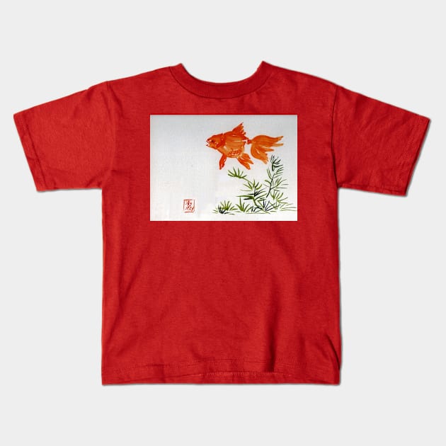 Japanese Goldfish Kids T-Shirt by JoAnn Parsley Feed The Kitty